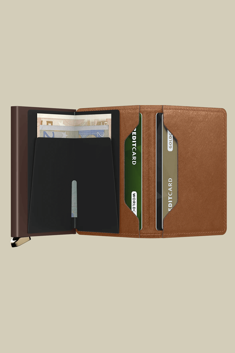 Secrid premium slim wallet in emboss lines cognac