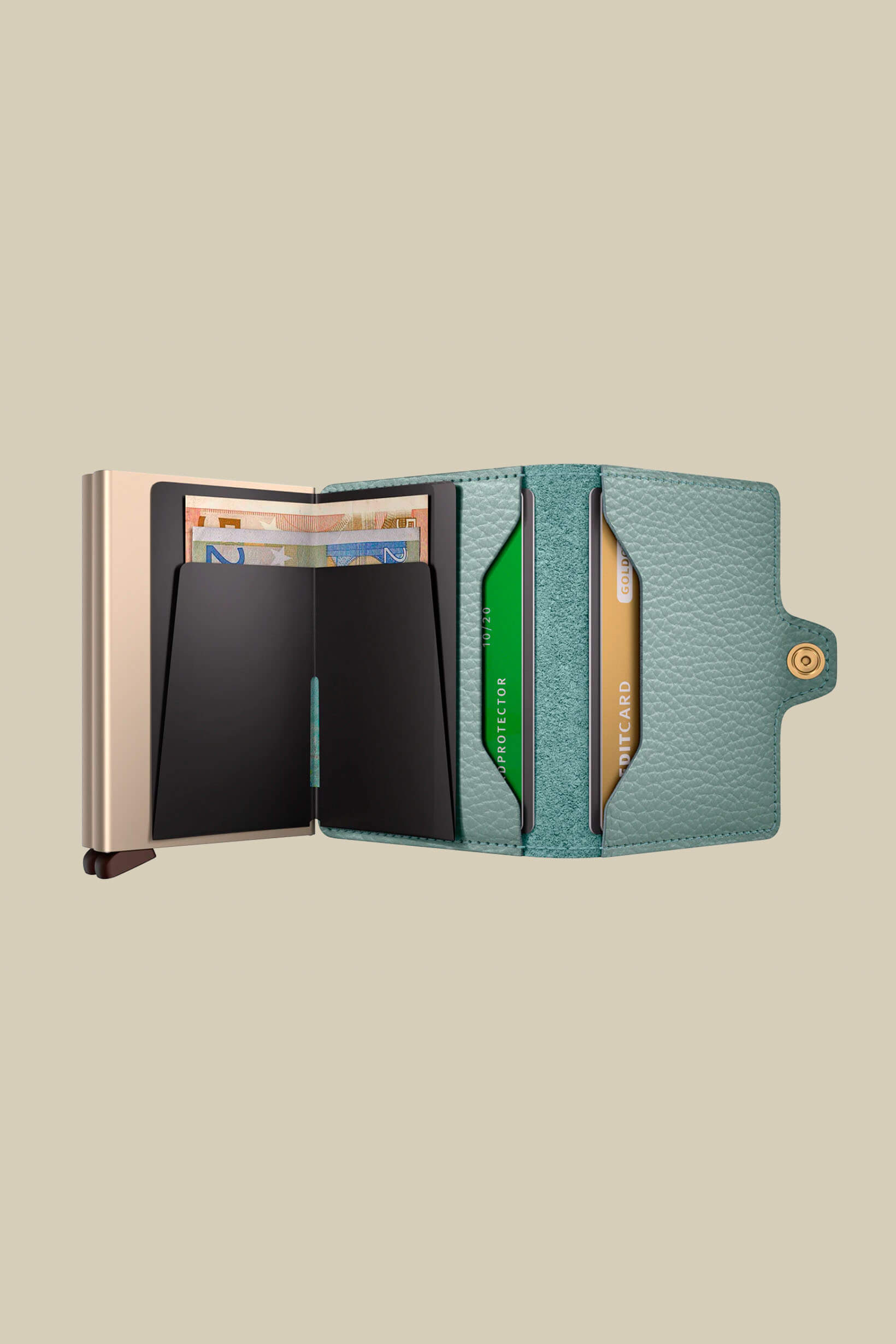 SEcrid wallets twin wallet in pebble sea green