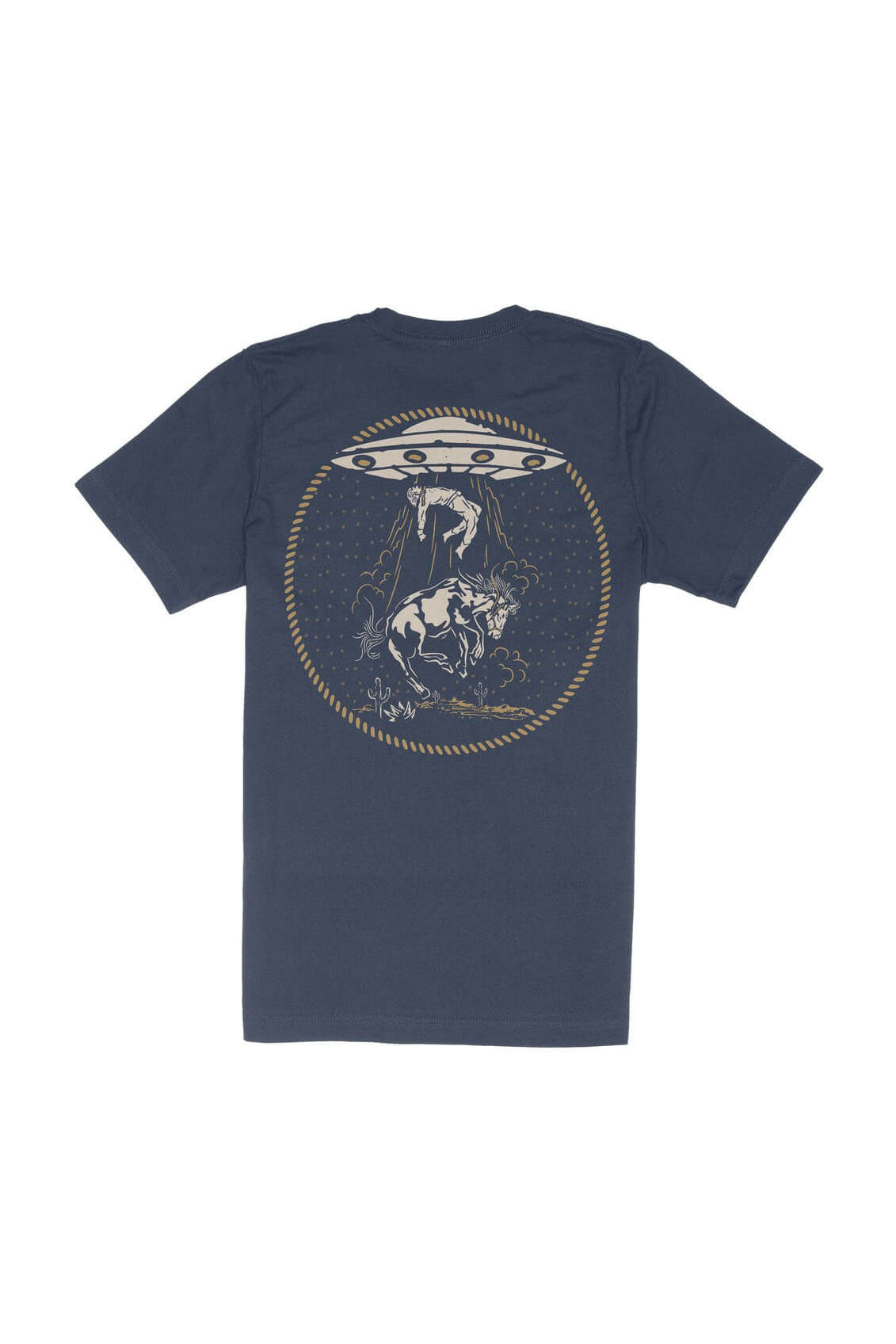 Sendero Charros and Aliens tee in navy. Sendero Provisions men’s fashion. Sendero Provisions women’s fashion. Western clothing for men. Western clothing for women. Wild West clothing for men. Wild West clothing for women. Texan fashion for men. Texan fashion for women. Western fashion for men. Western fashion for women. Sendero Provisions women’s bandana. Sendero Provisions men’s bandana. Sendero Provisions women’s hat. Sendero men’s hat. Sendero Provisions men’s shirt. Sendero Provisions accessories