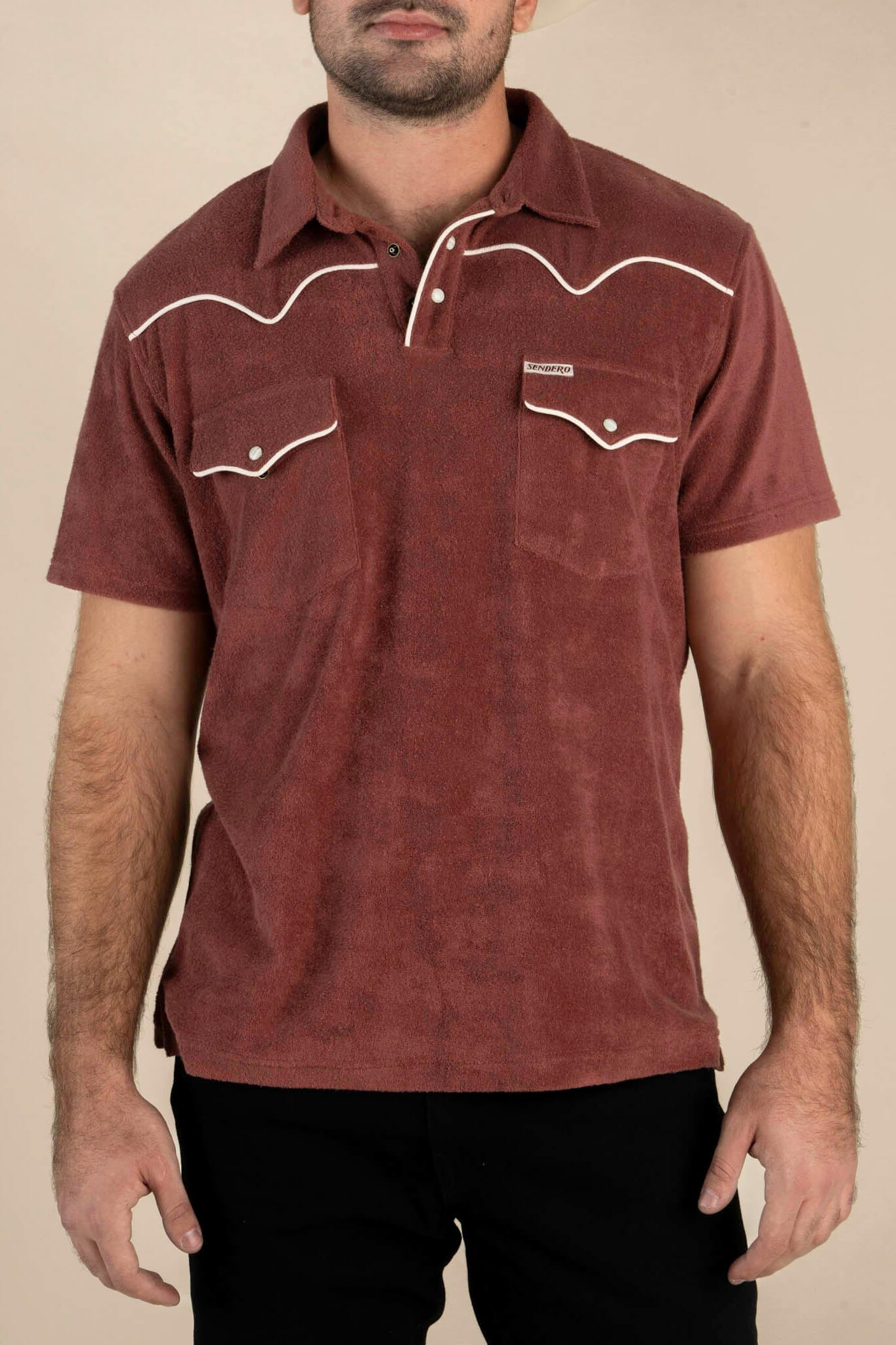 Sendero cantina terry polo in mahogany