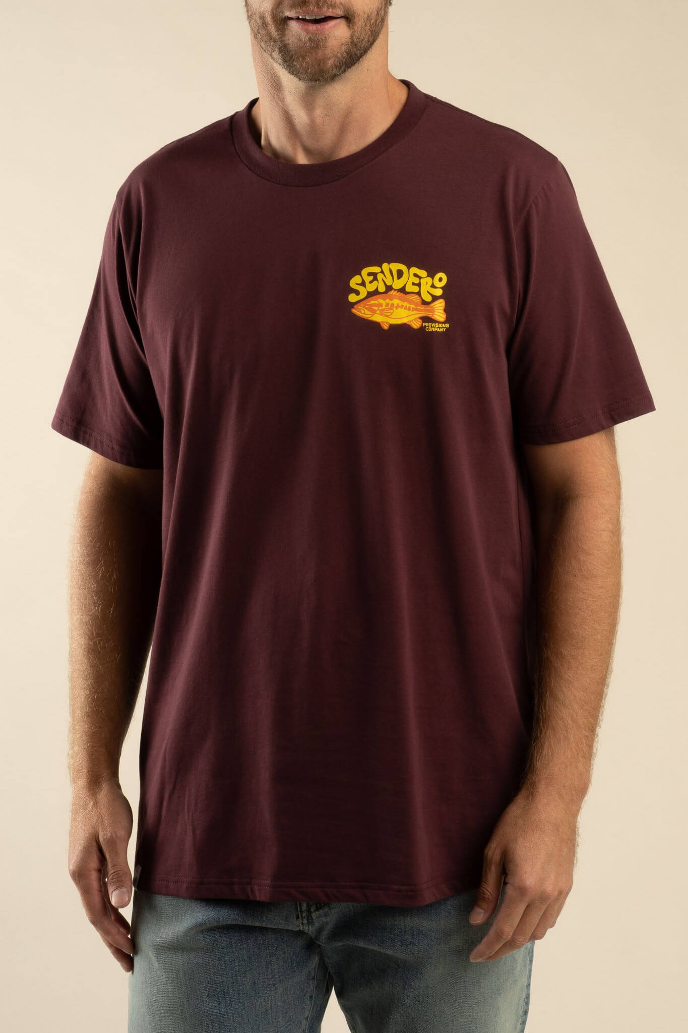 Sendero Lunker Tee in burgundy