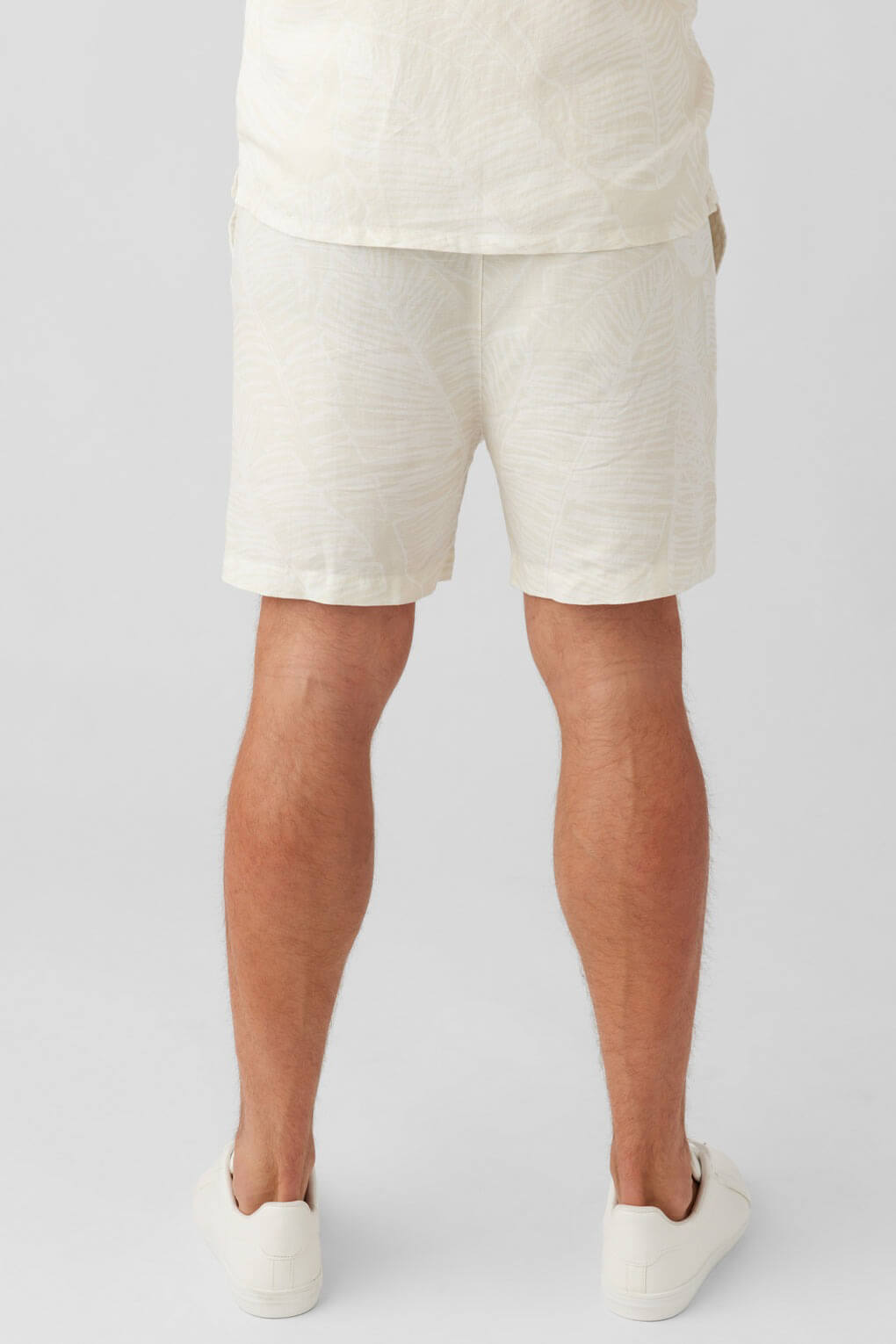 Sol Angeles linen shorts in ecru leaf