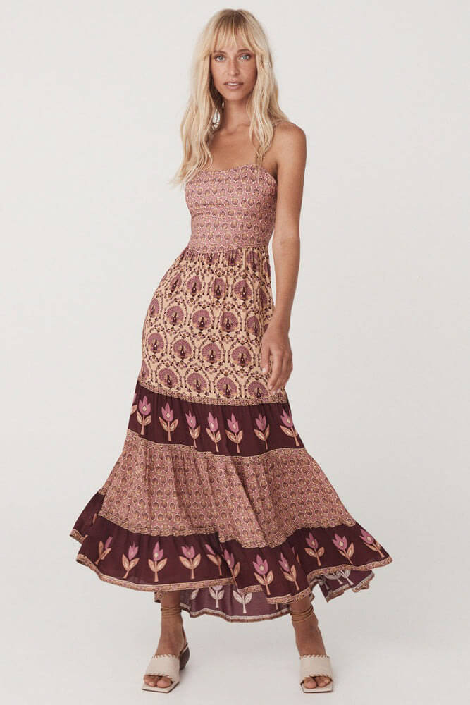 Spell chateau quilted strappy maxi dress in grape