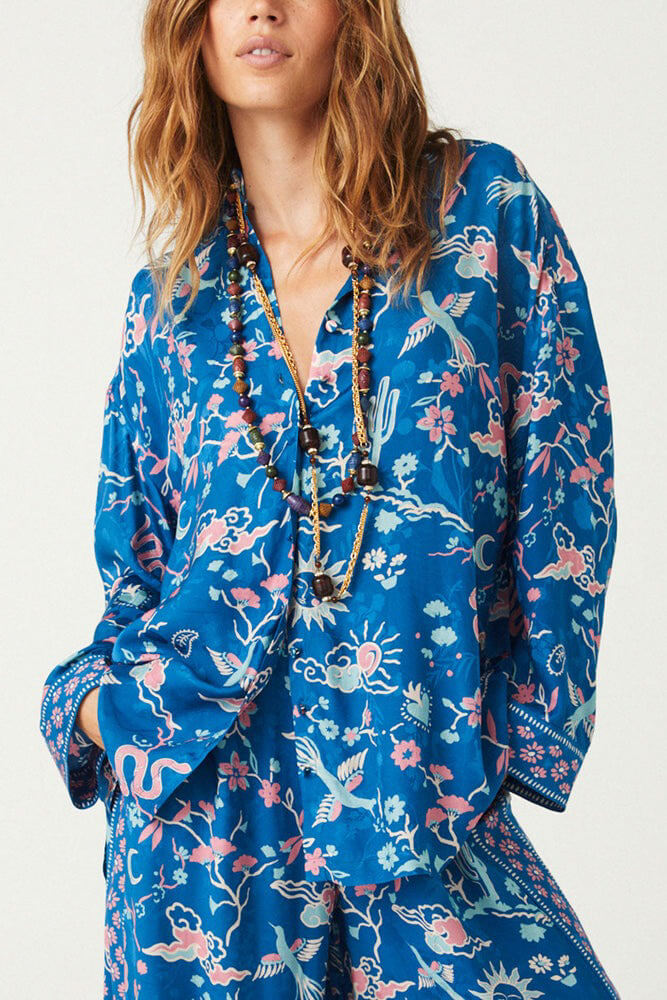 Spell desert bandita shirt in cobalt