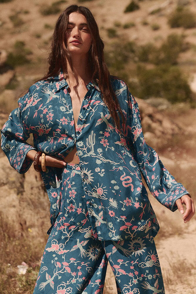 Spell desert bandita shirt in cobalt