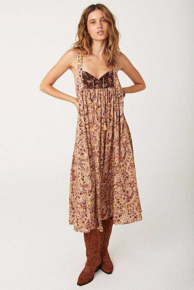 Spell Melody strappy house dress in wood stock