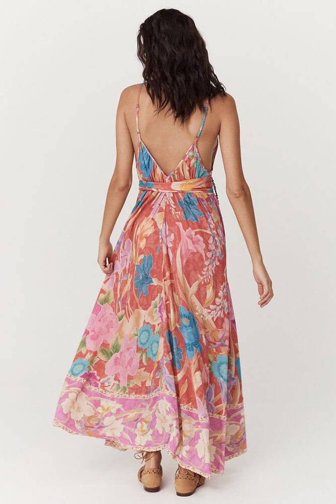 Spell painters garden strappy maxi in crimson