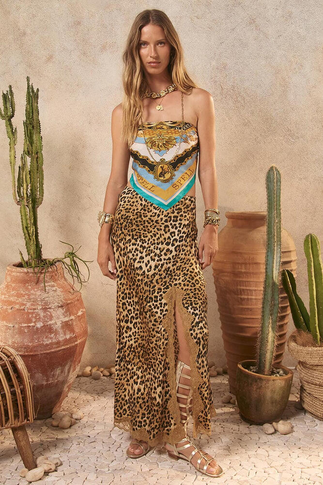 Spell Samantha bias skirt in vintage leopard