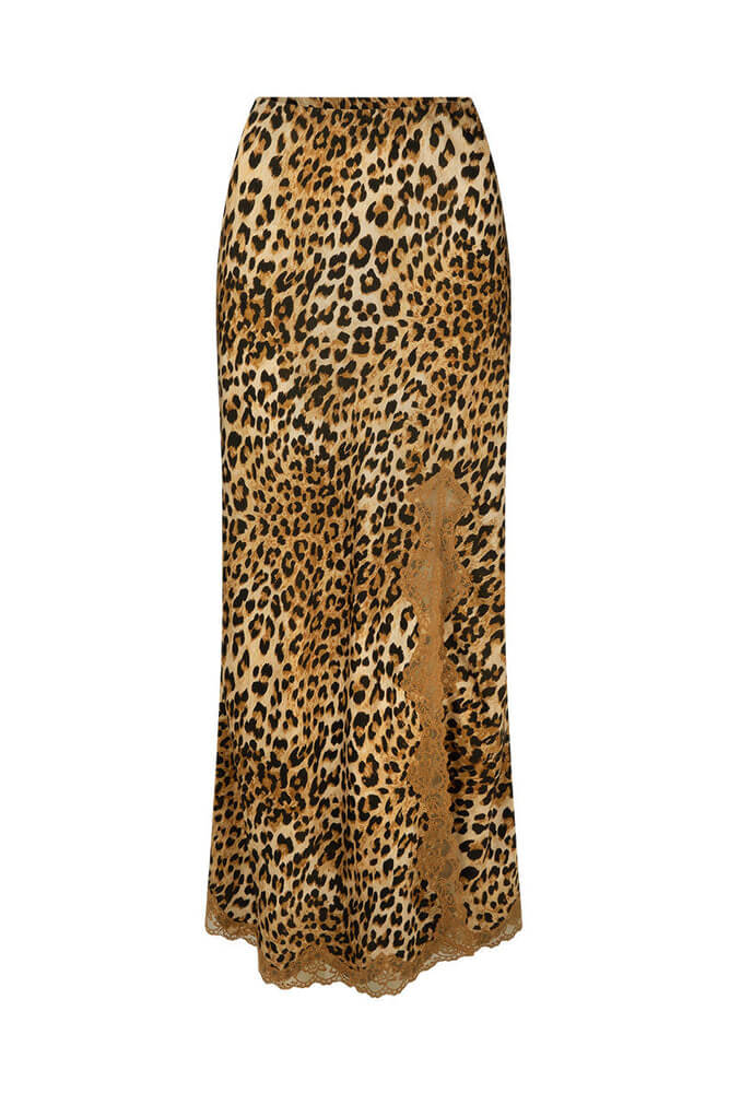 Spell Samantha bias skirt in vintage leopard