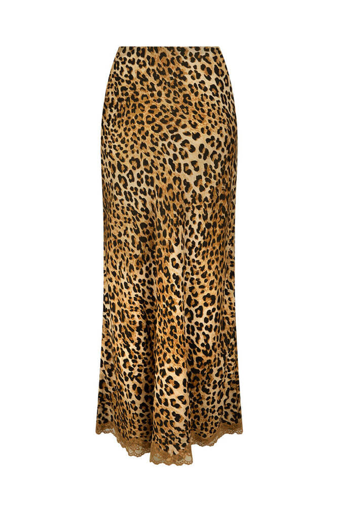 Spell Samantha bias skirt in vintage leopard