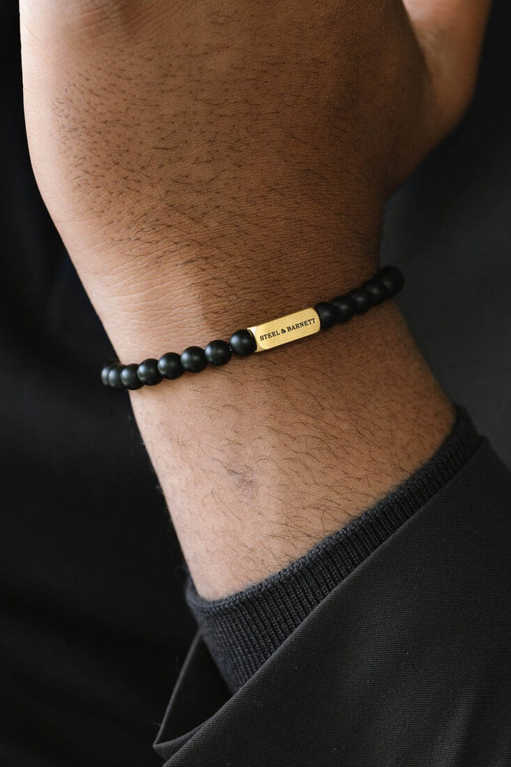 Steel & Barnett Natural bracelet in matte black and gold