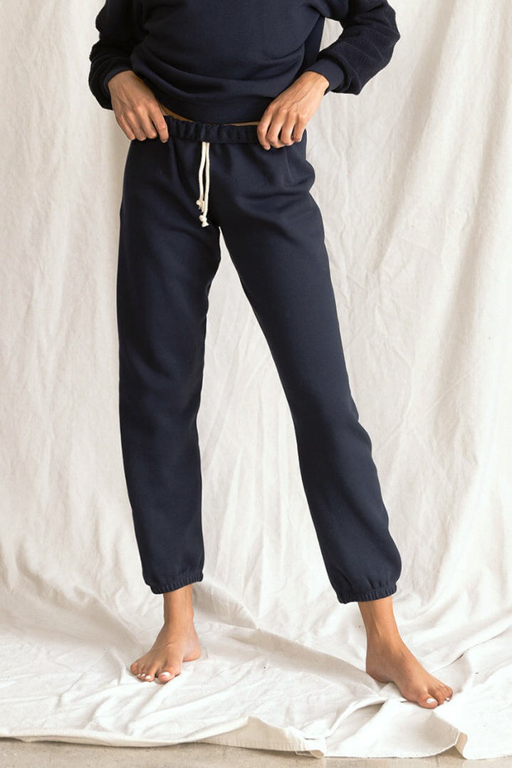 stevie sweatpant navy by  perfect white tee