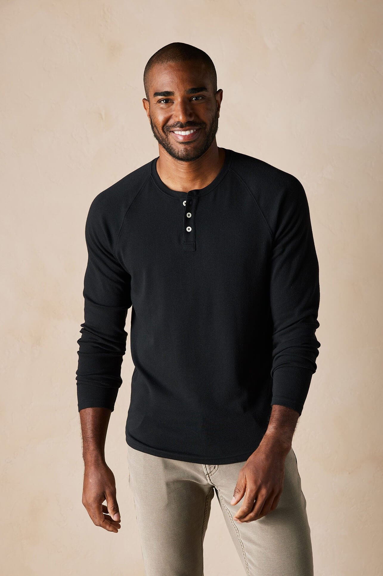 The Normal Brand Puremeso Everyday Henley in black