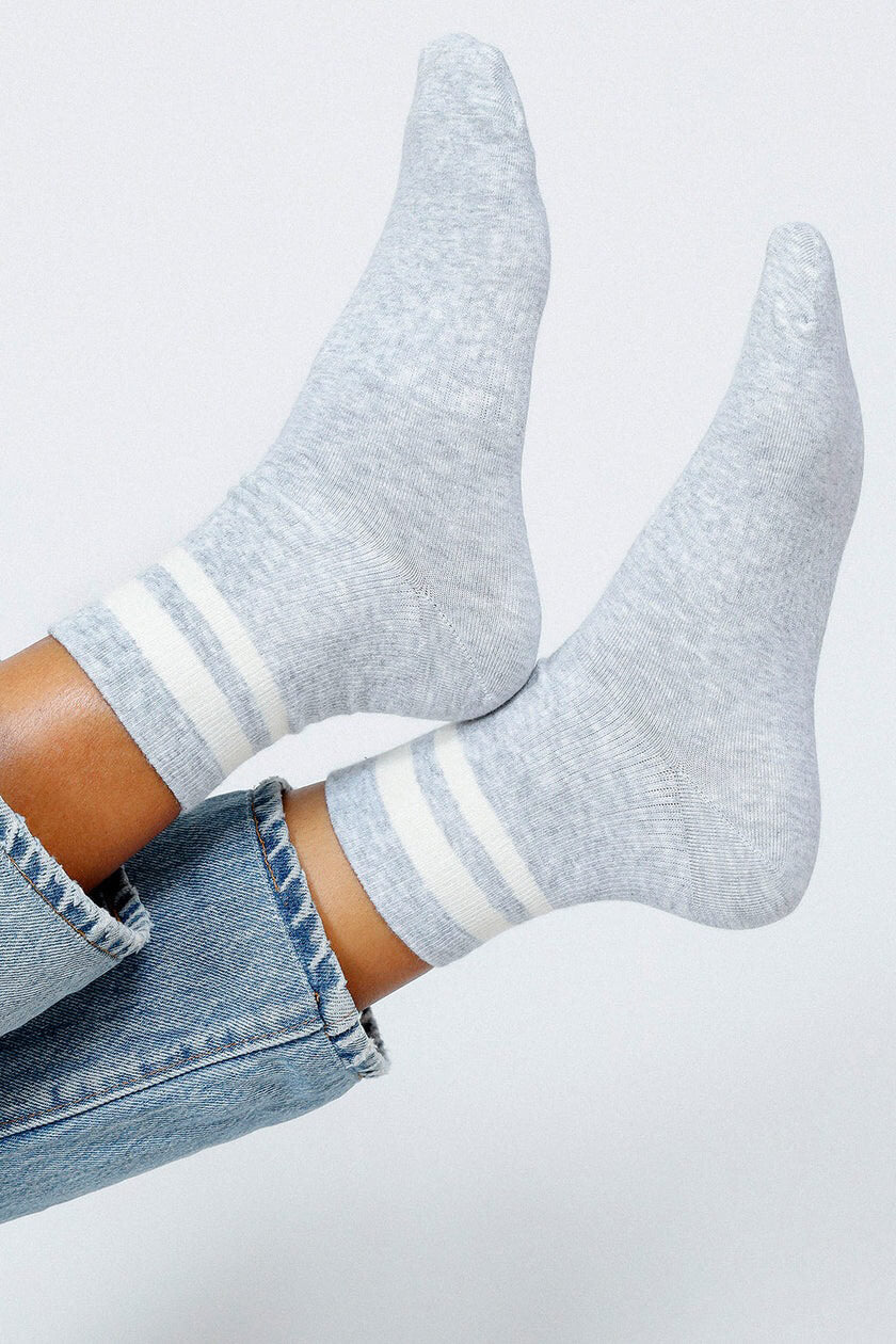 Tailored union jouer ankle sock in heather grey white