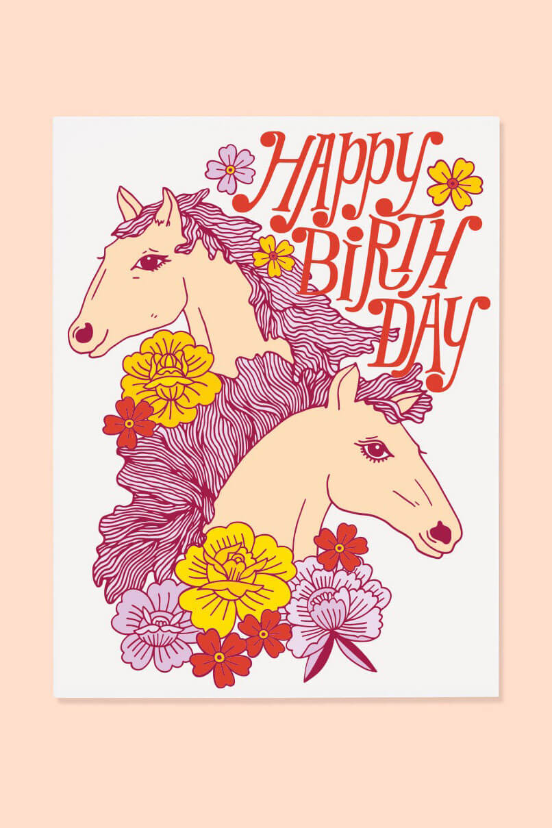 The Good Twin bday horses card