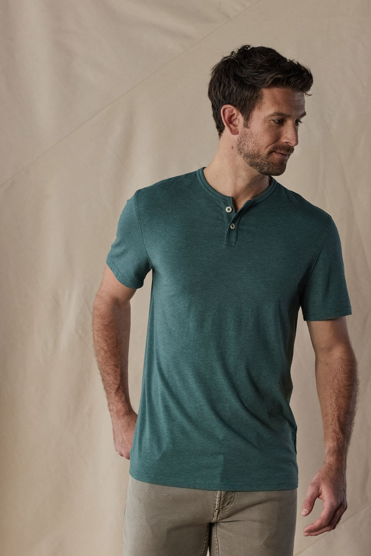 The Normal Brand Active Puremeso SS weekend henley in pine