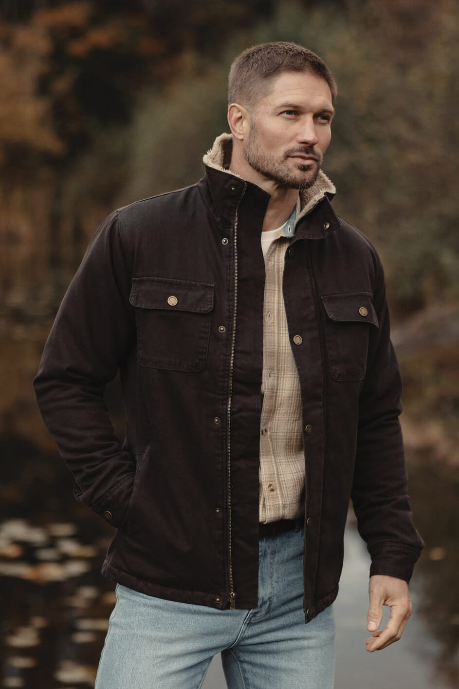 The Normal Brand Canvas Chore Coat in umber