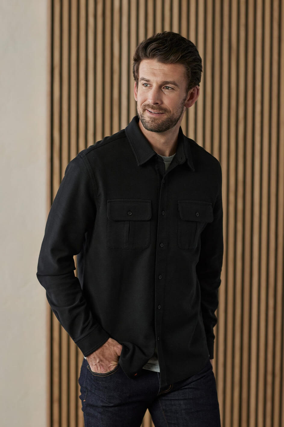 The Normal Brand Comfort Terry Shacket in black