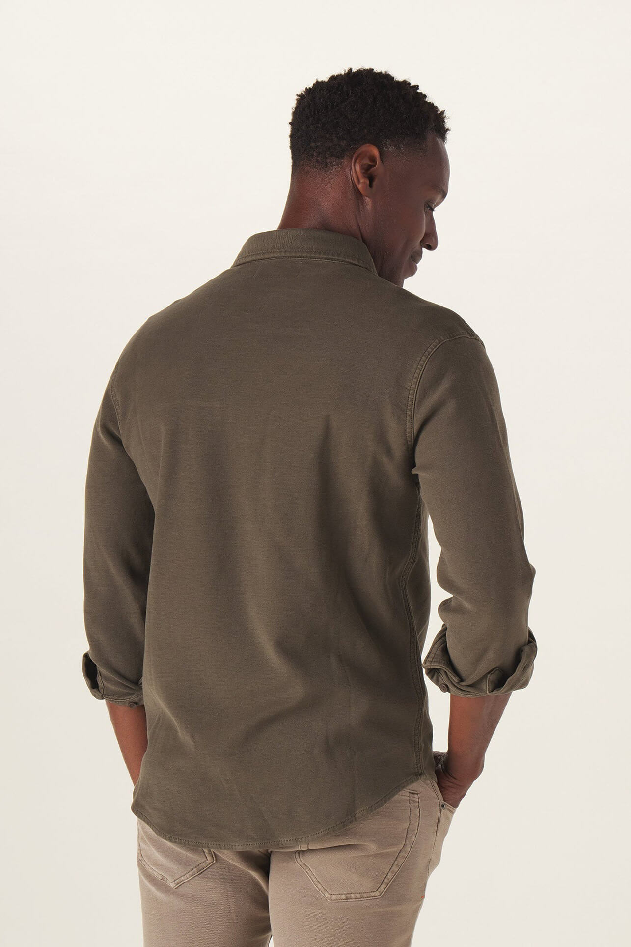 The Normal Brand comfort terry shirt jacket in olive