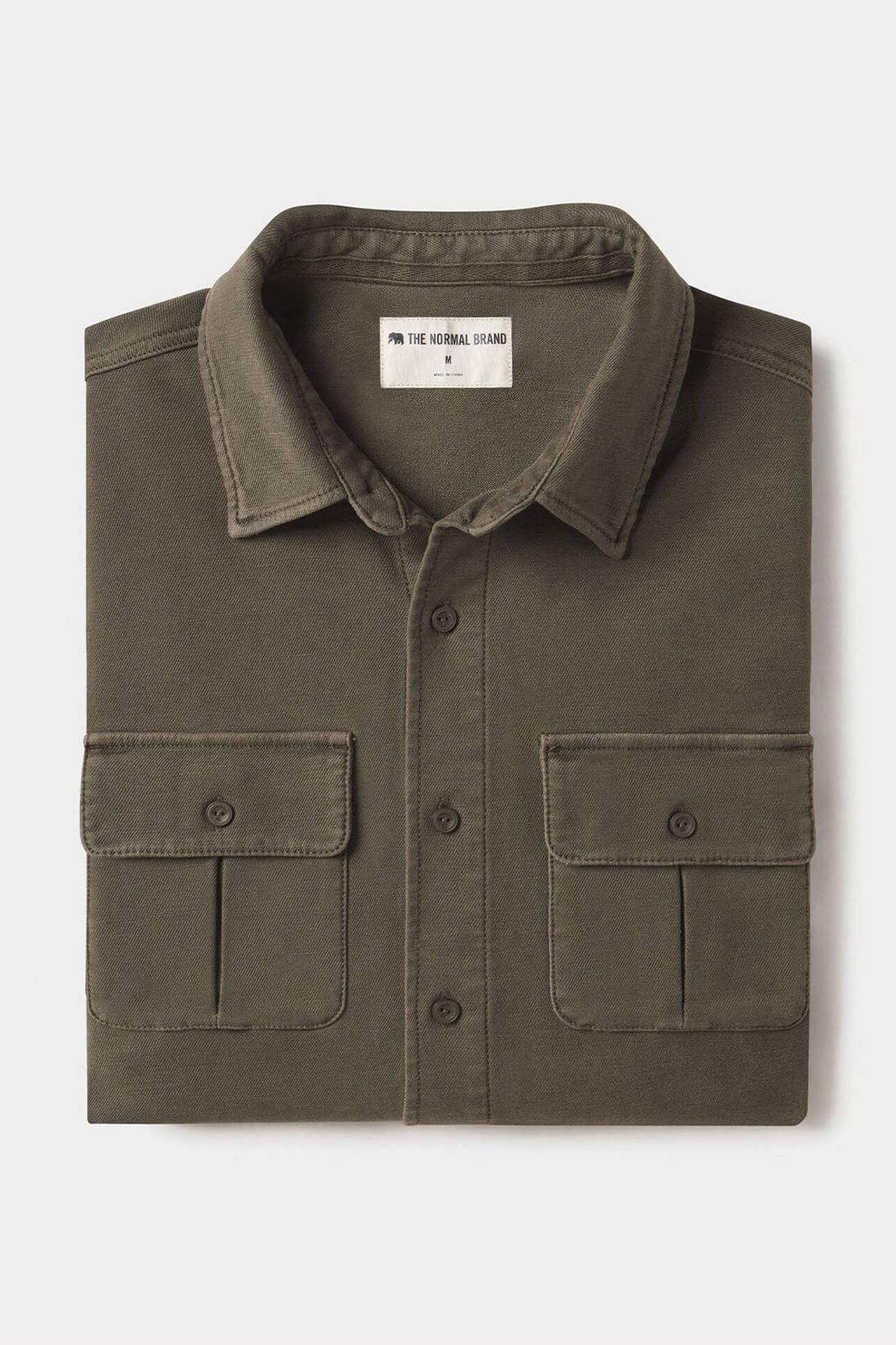 The Normal Brand comfort terry shirt jacket in olive