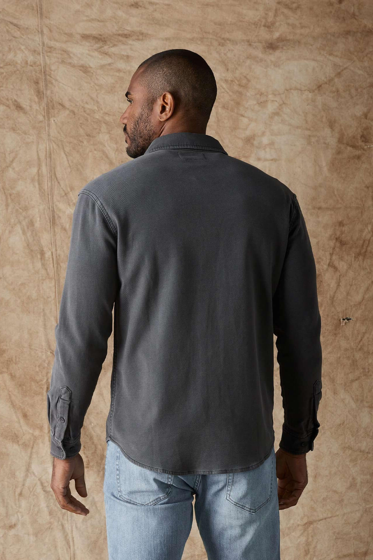 The Normal Brand comfort terry shirt jacket in steel