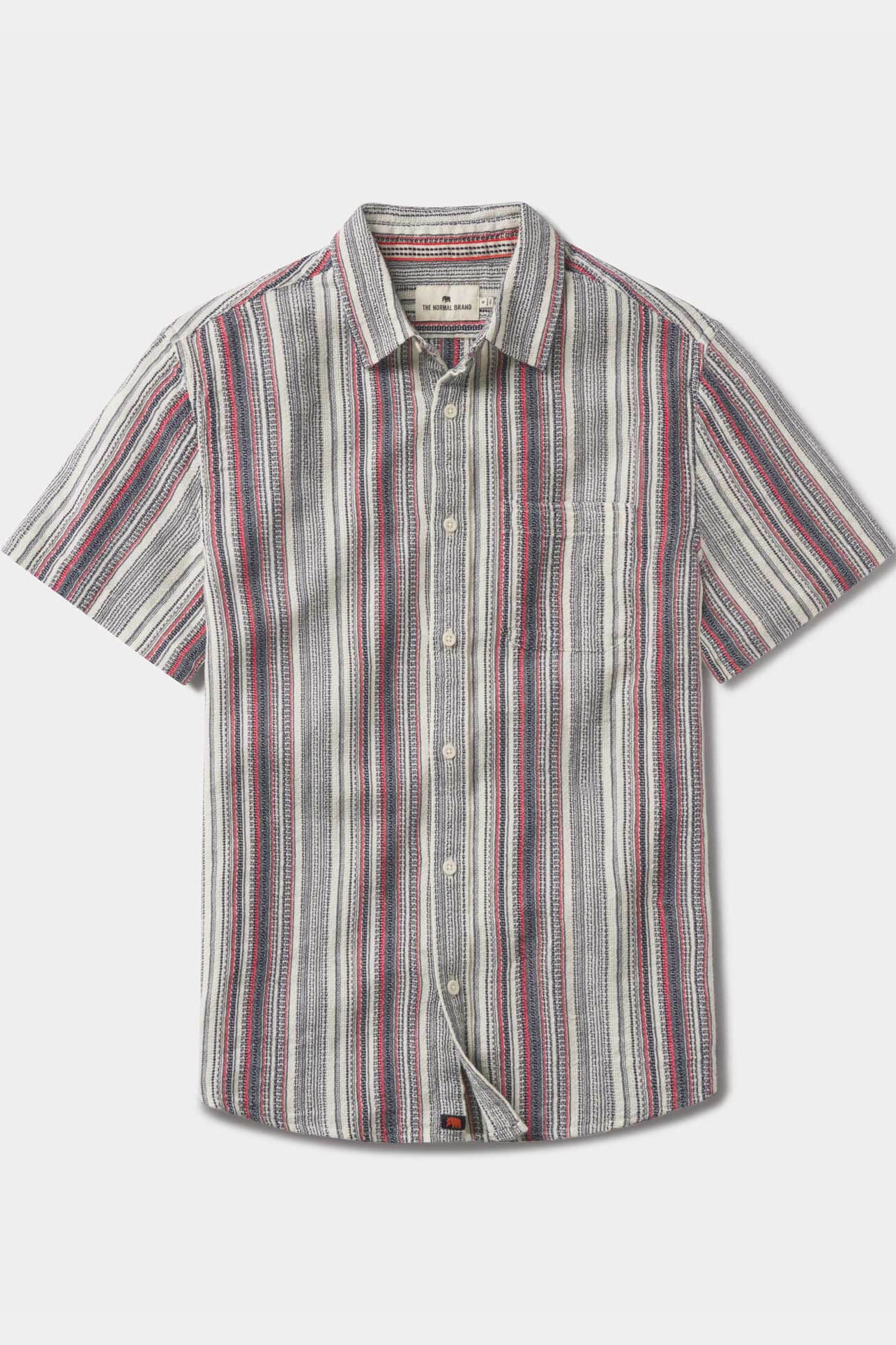 The Normal Brand freshwater button up shirt in americana stripe