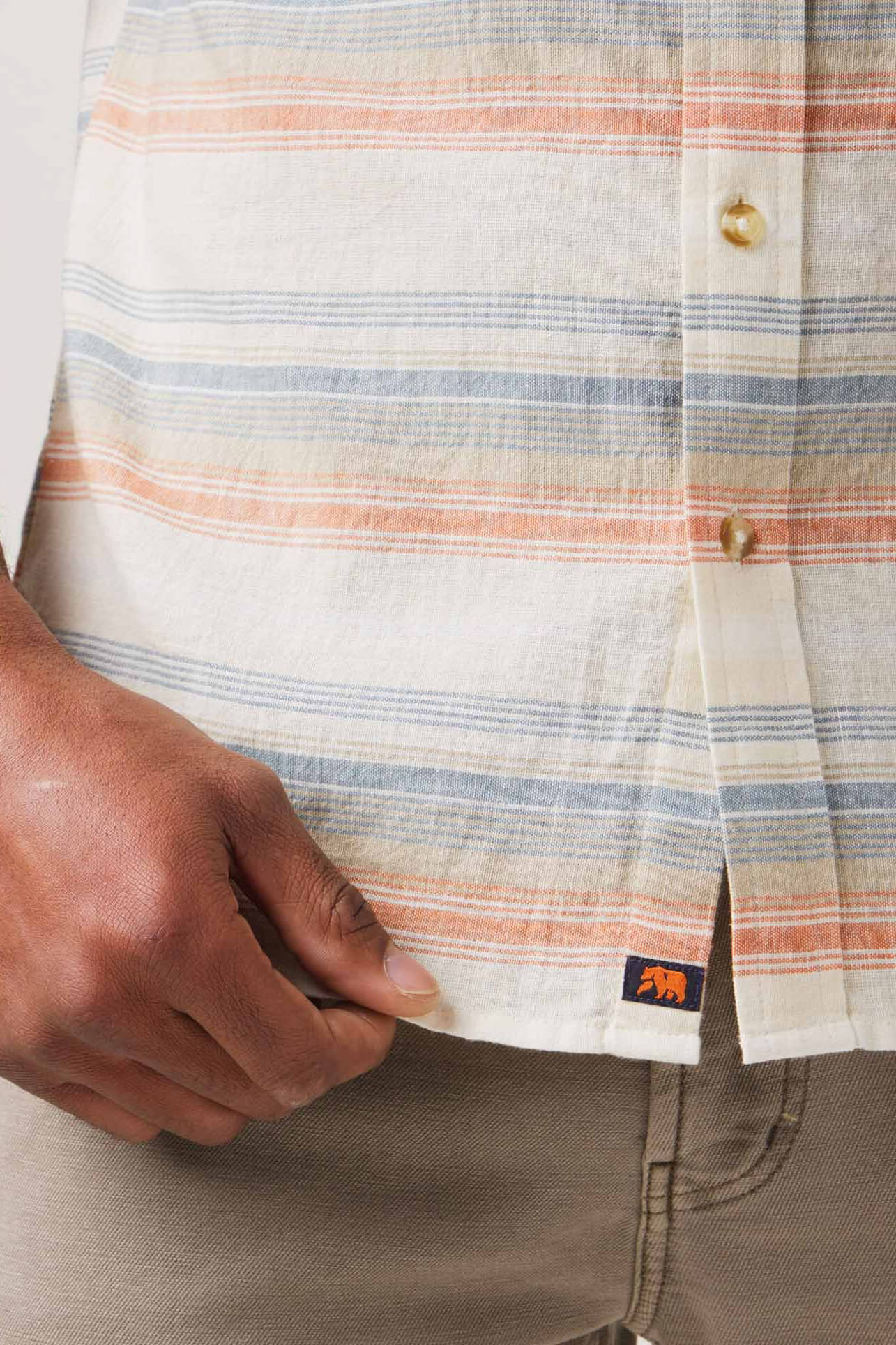 The Normal Brand freshwater button up in canyon stripe