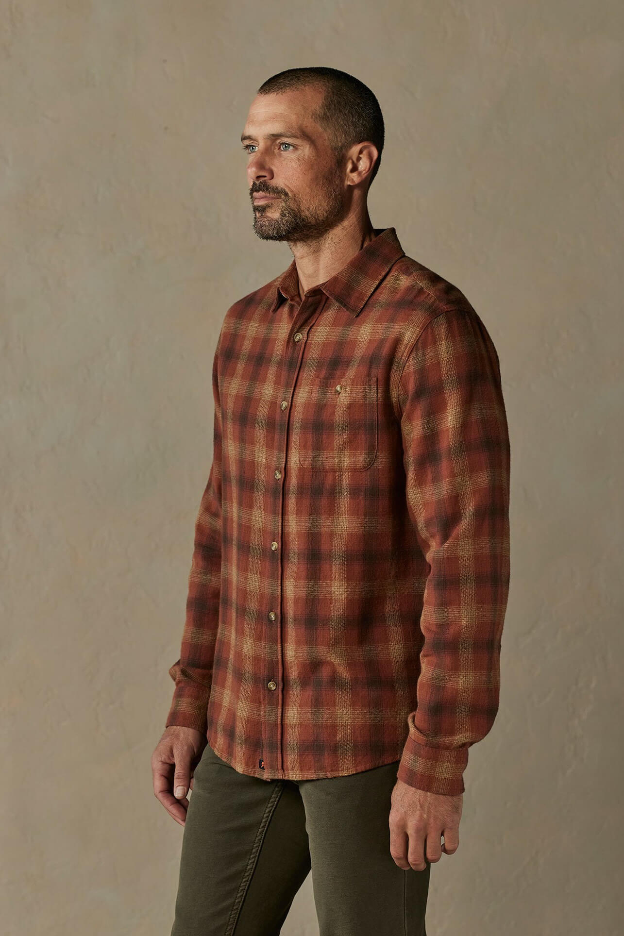 The Normal Brand Hudson double brushed flannel in maple glaze