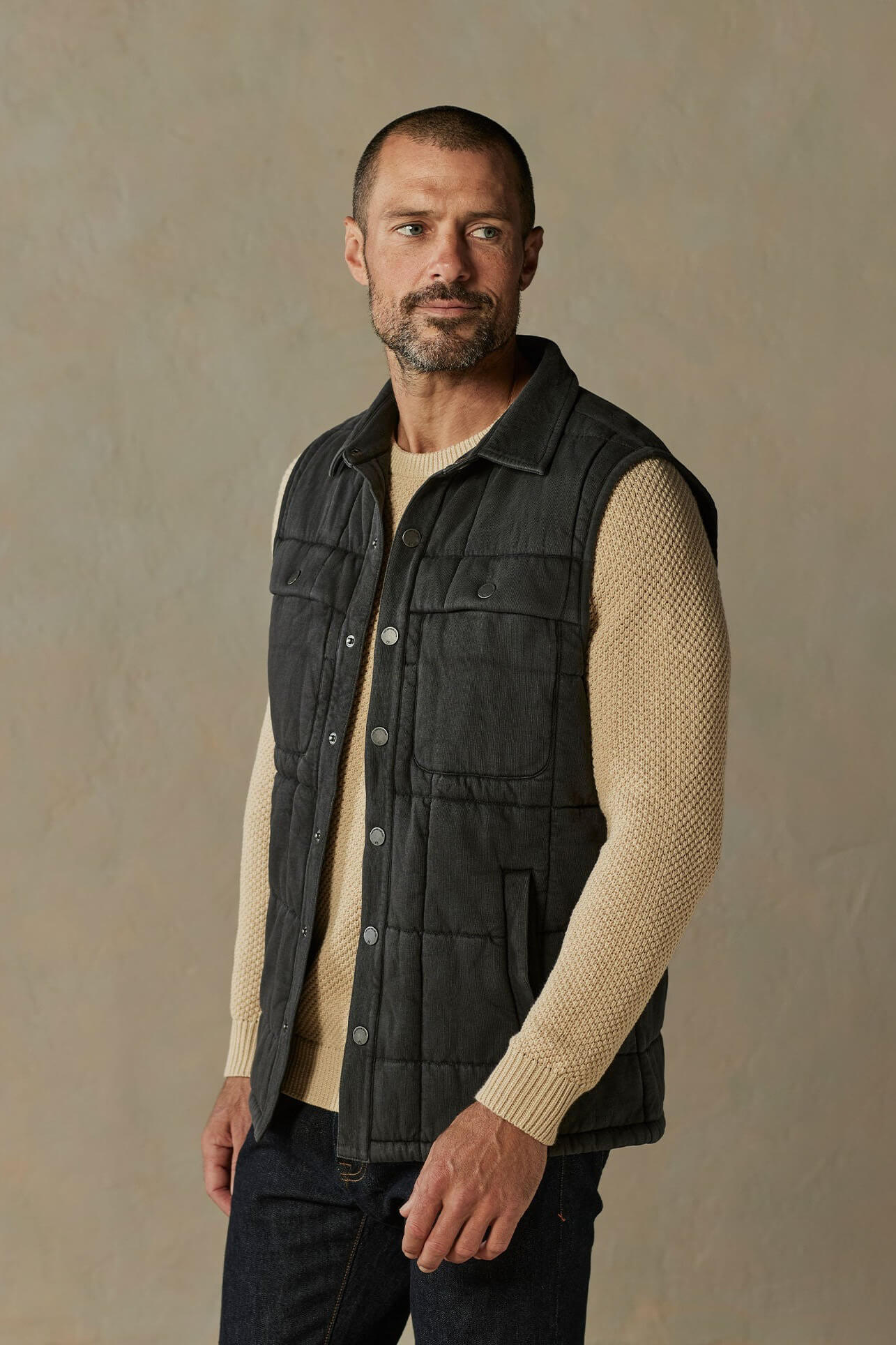 The Normal Brand Jackie Fleece Lodge vest in phantom