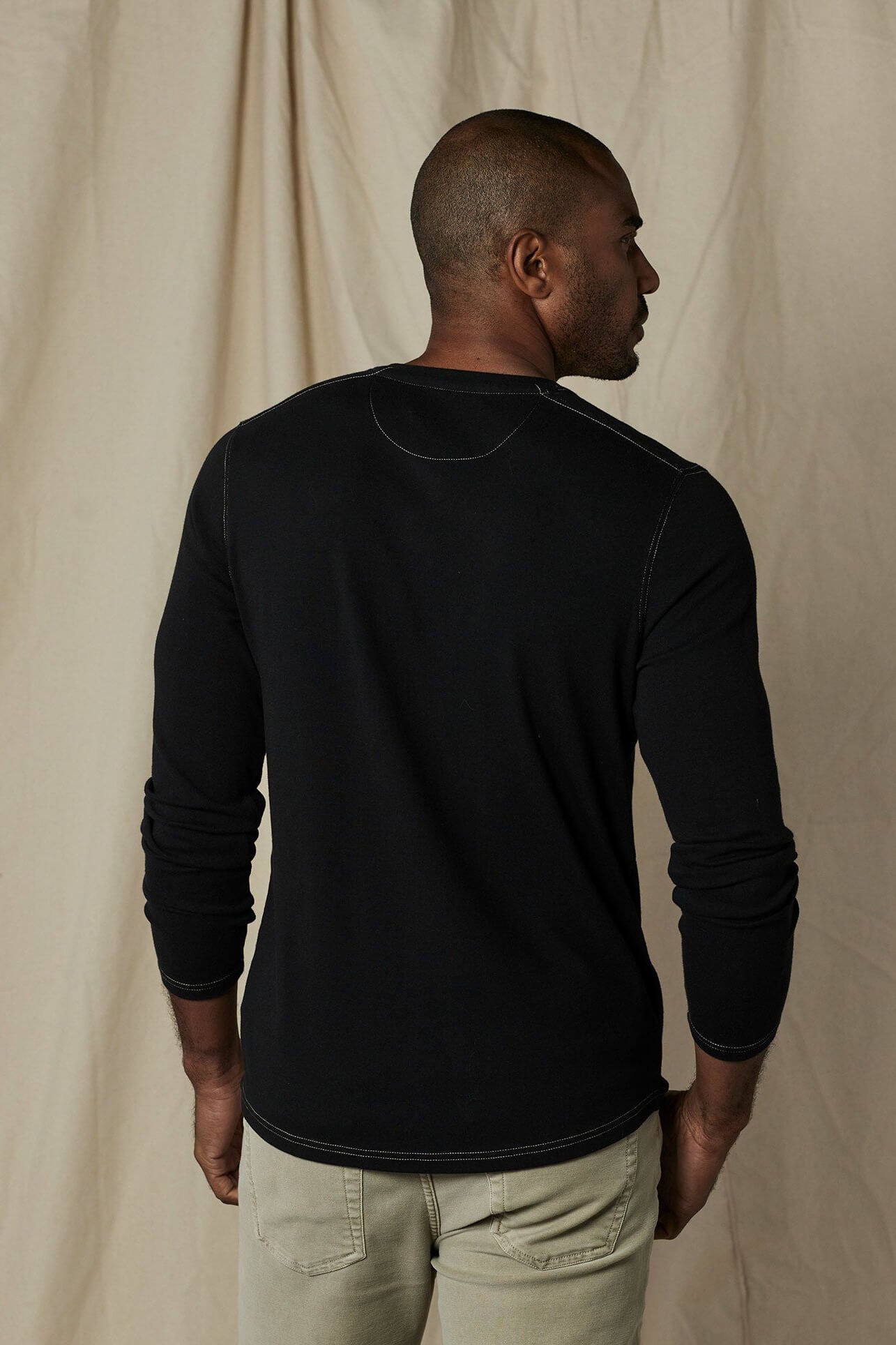 The Normal Brand puremeso two button henley in black