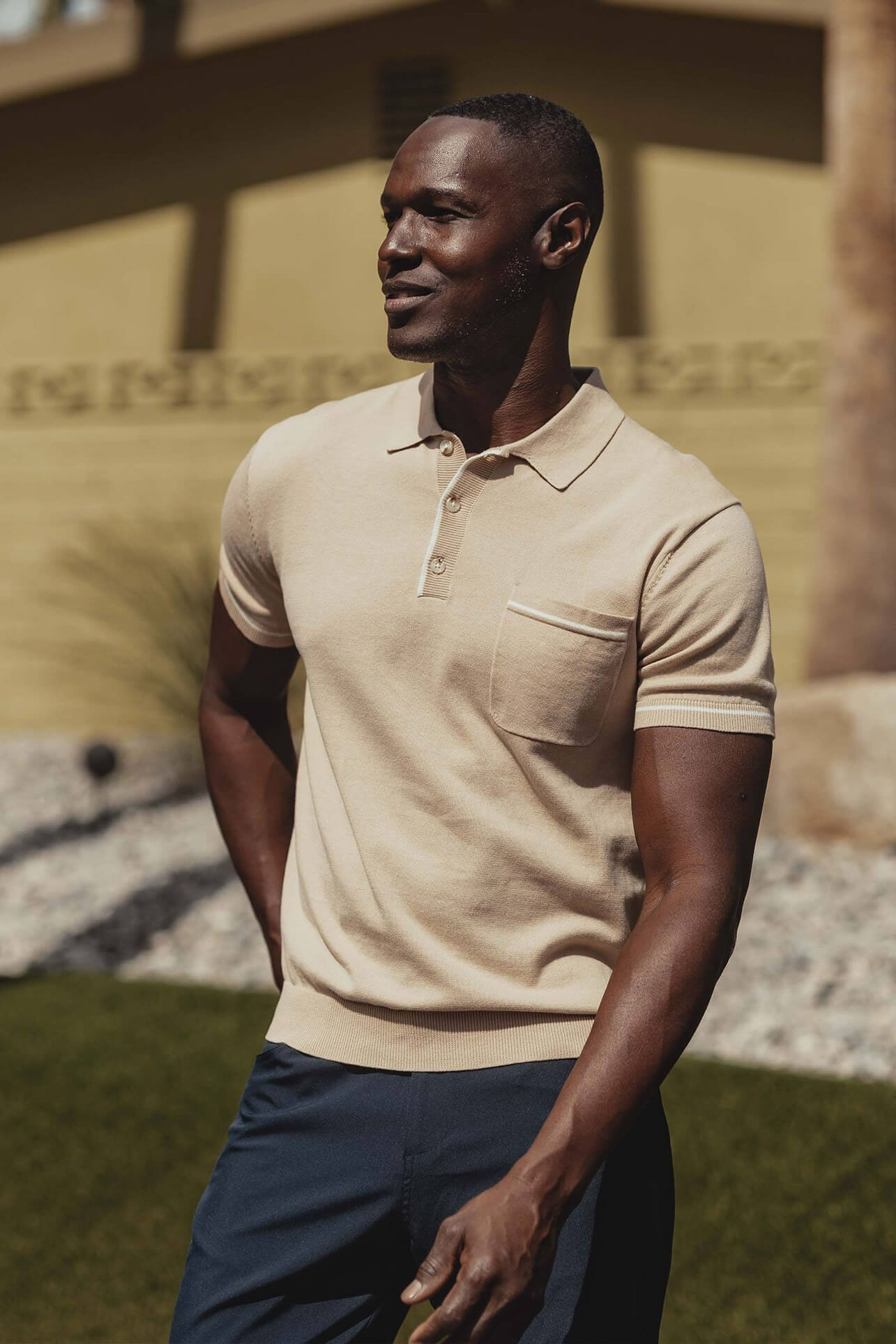 The Normal Brand Robles Knit Polo in cream