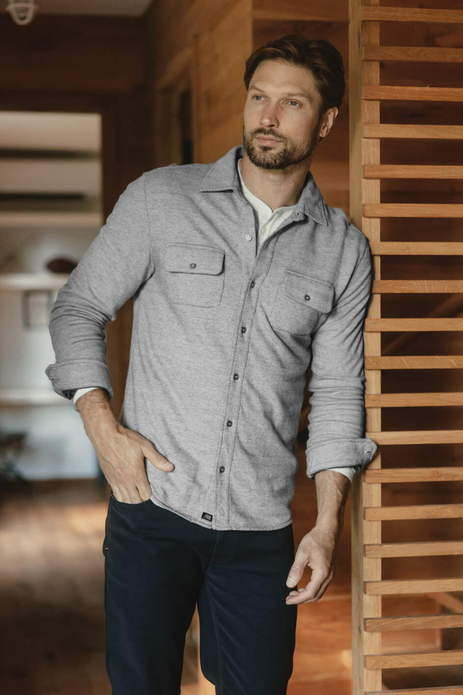 The Normal Brand Textured Knit Shirt in graphite