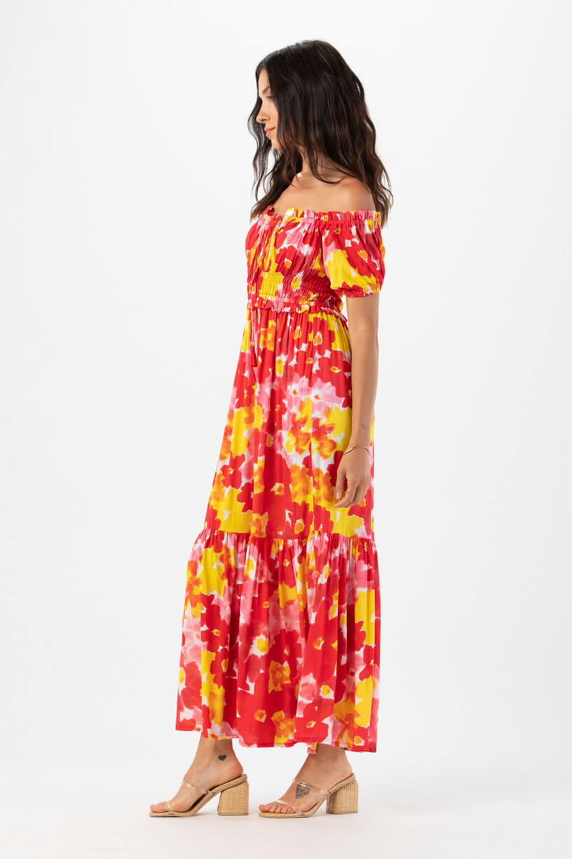 Tiare Hawaii blossom maxi dress in watercolor dreams red