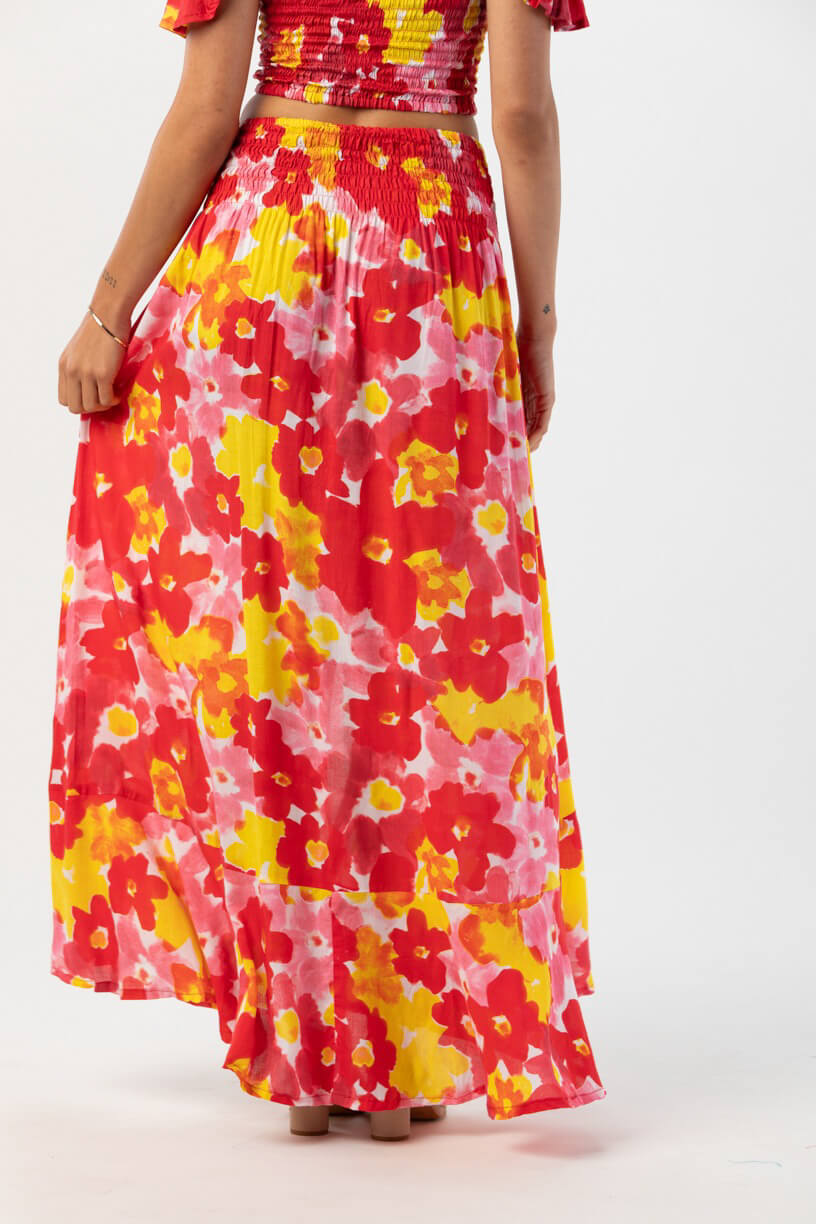 Tiare Hawaii Dakota Skirt in watercolor dreams red