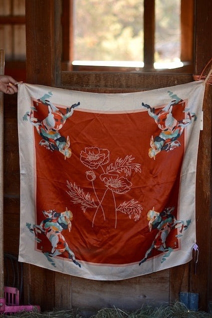 Tirzah Lane Art Poppy Cowgirl Mulberry Silk Scarf