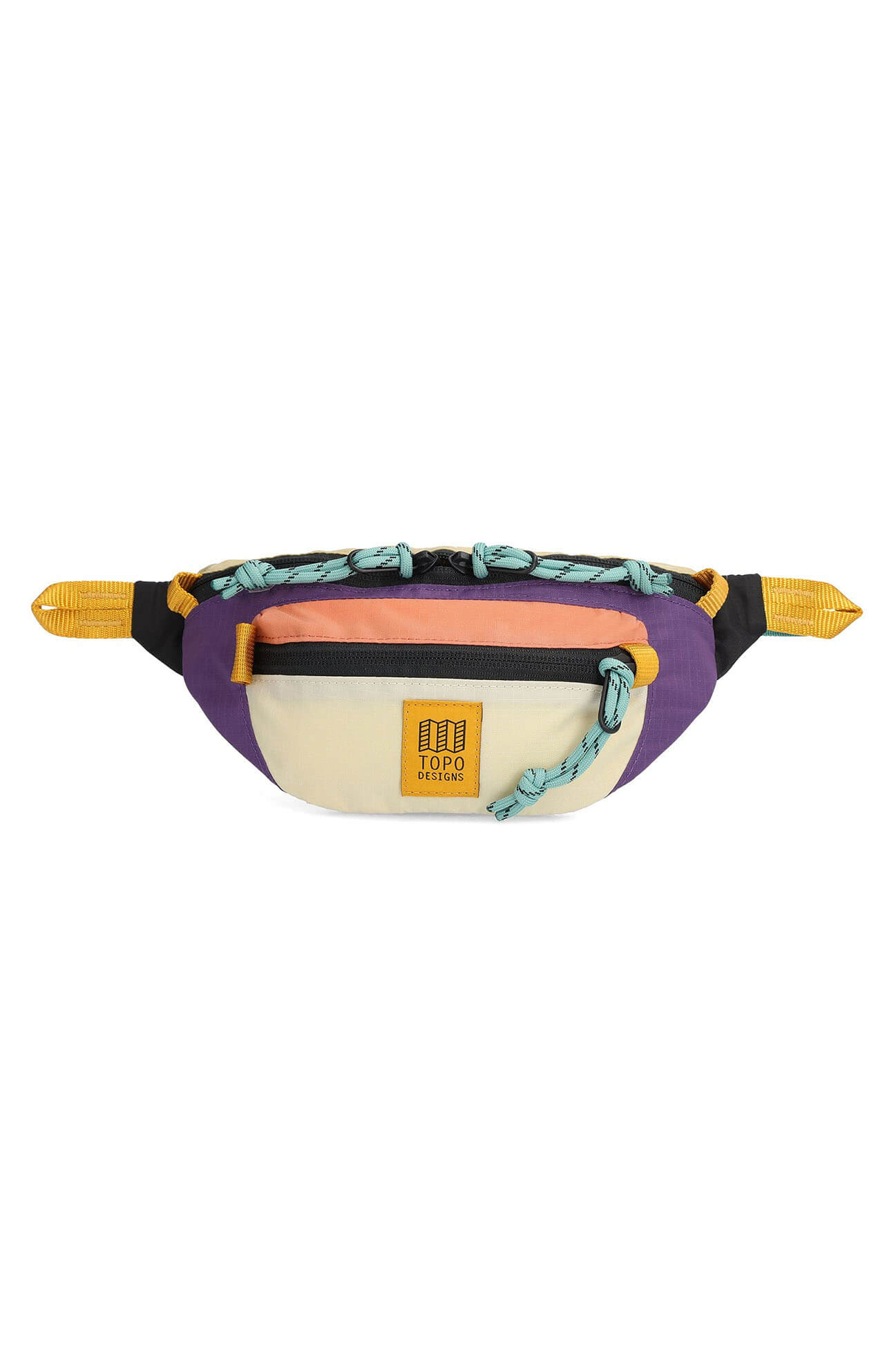 Topo Designs mountain waist pack in loganberry and bone white