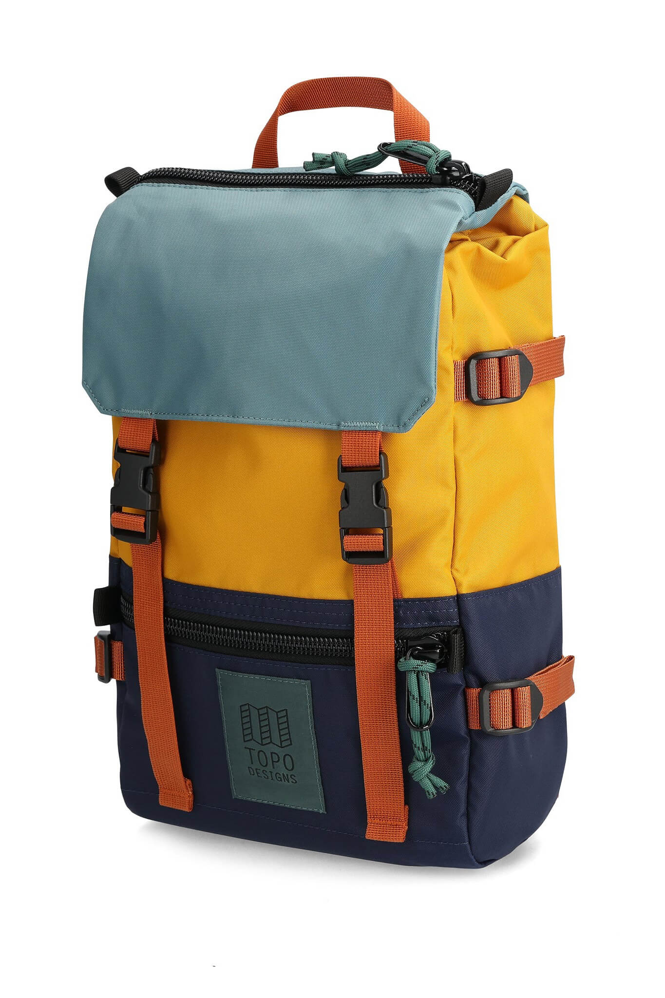 Topo Designs rover pack mini in navy and mustard