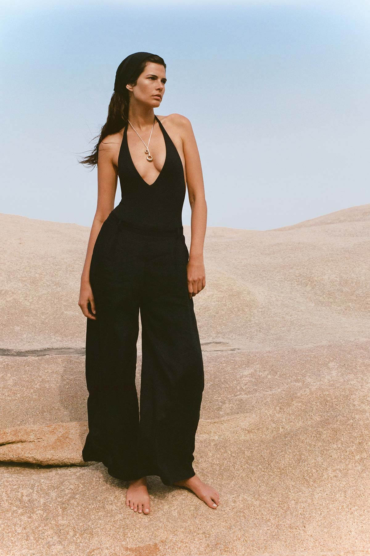 Vitamin A tallows wide leg pant in black