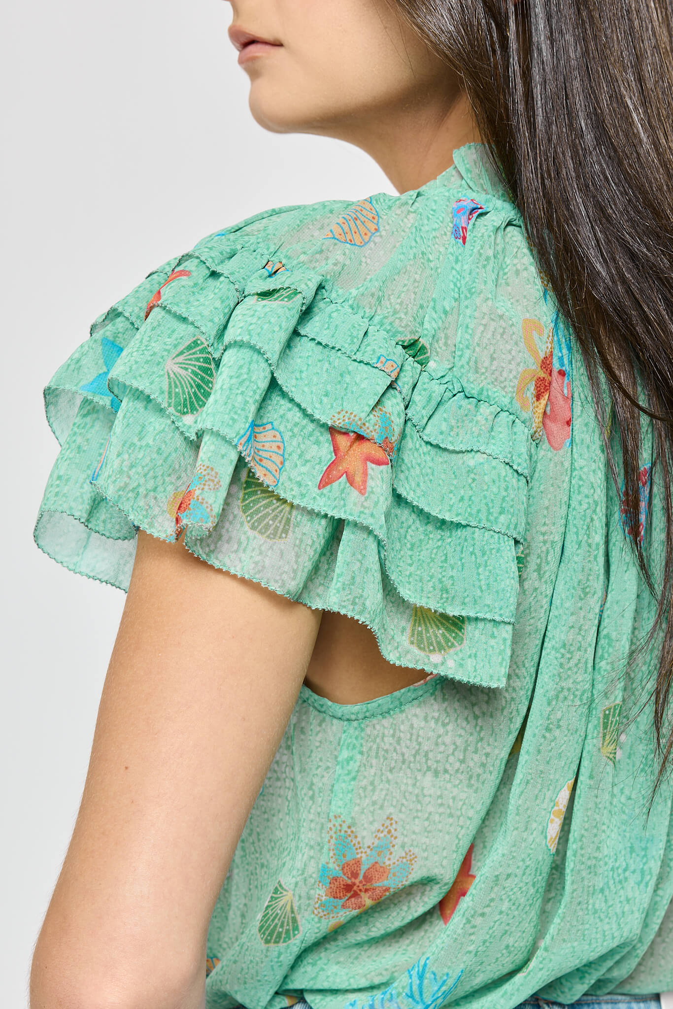 Womens ruffle sleeve top