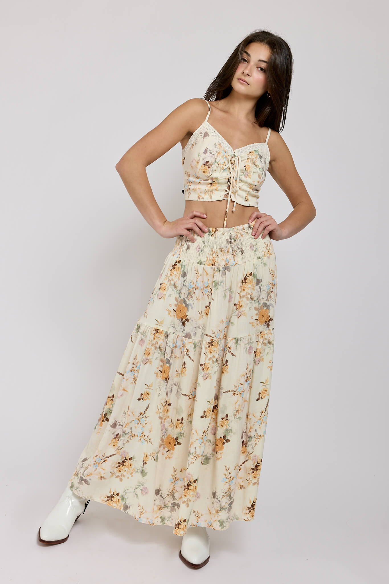 Womens floral print two piece set