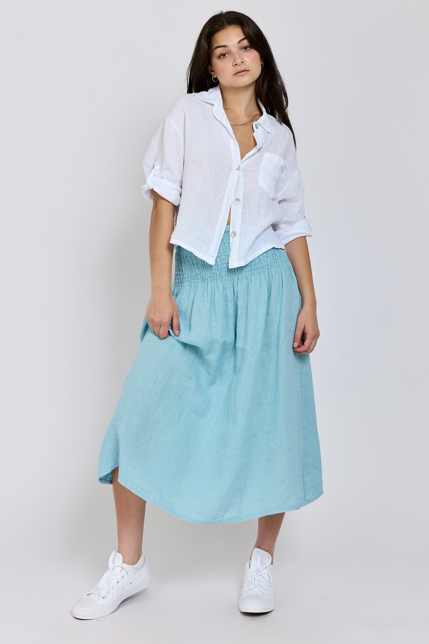 Womens linen buttonup top