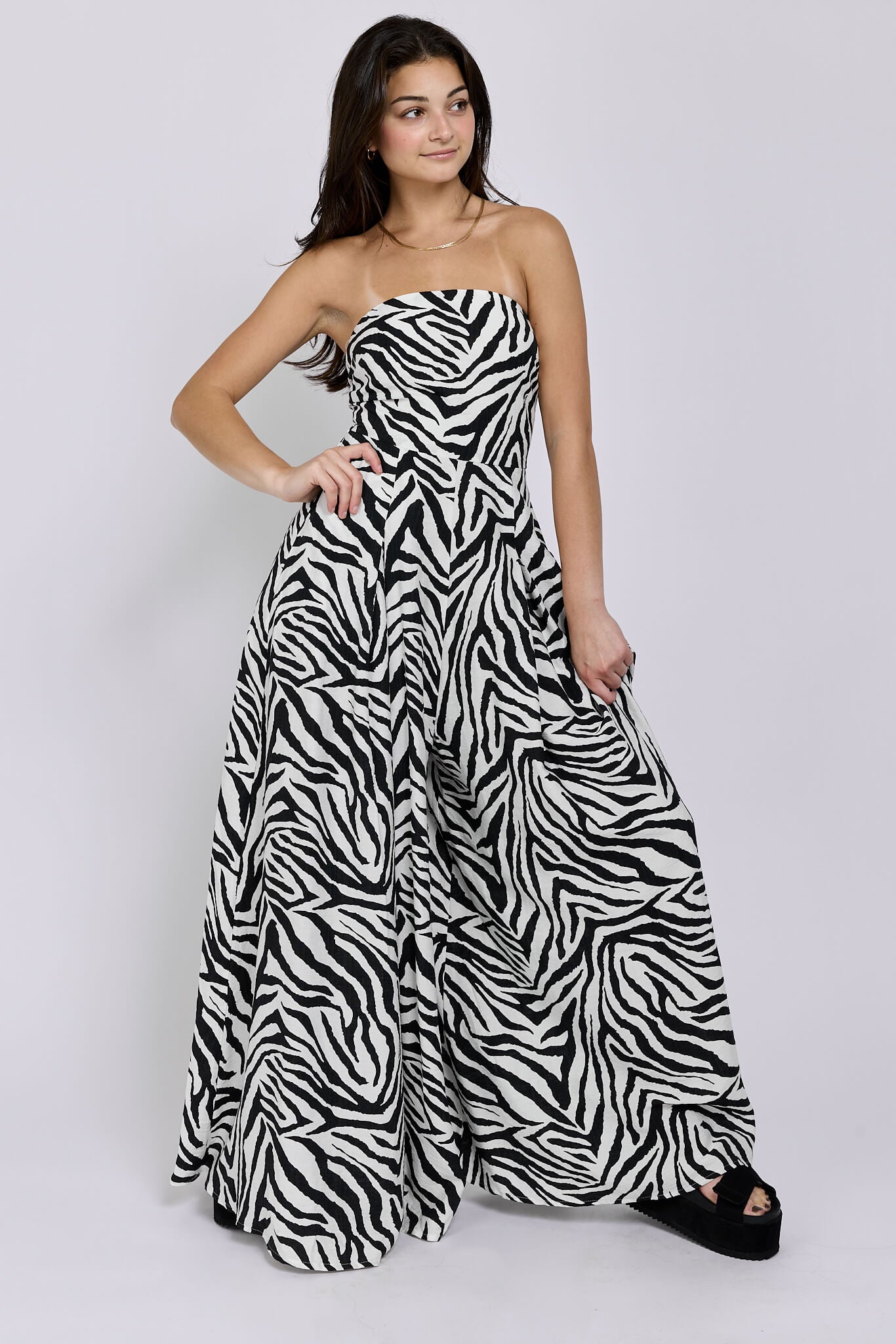Womens strapless printed jumpsuit