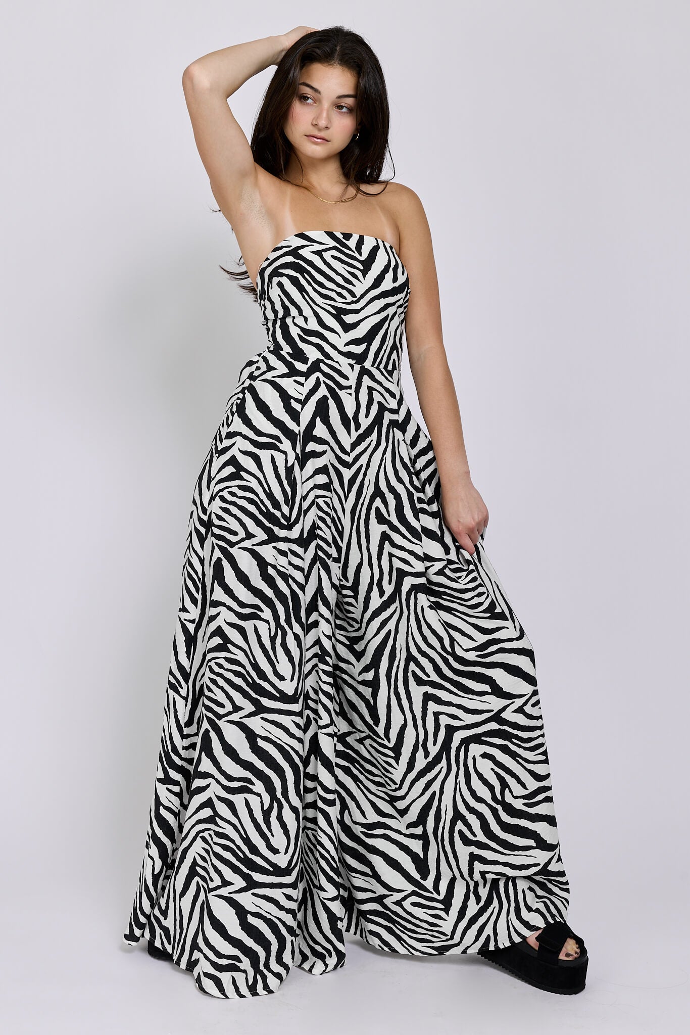 Womens zebra print jumpsuit