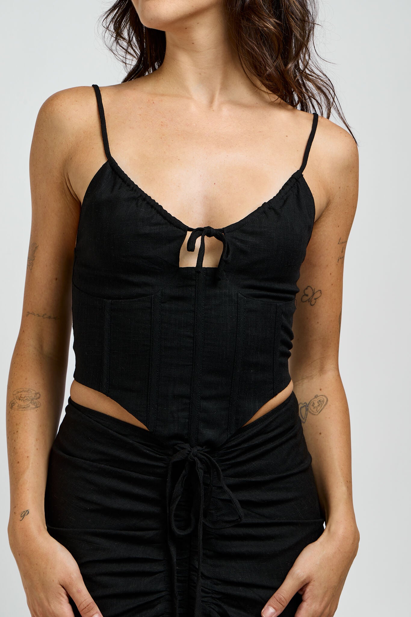 Womens corset style top with front tie