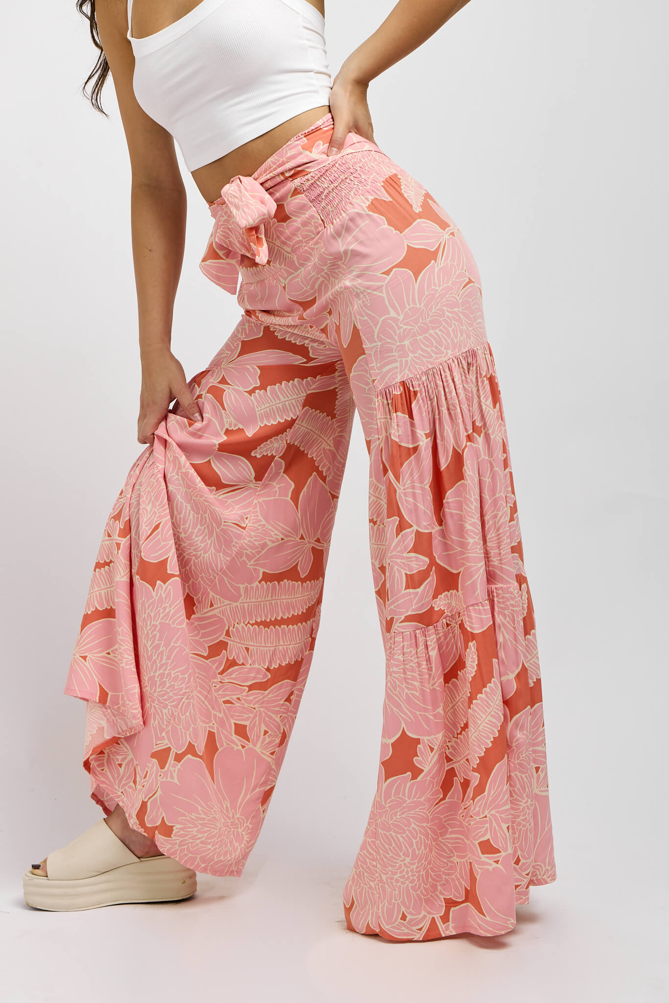 Womens high waisted wide leg pant