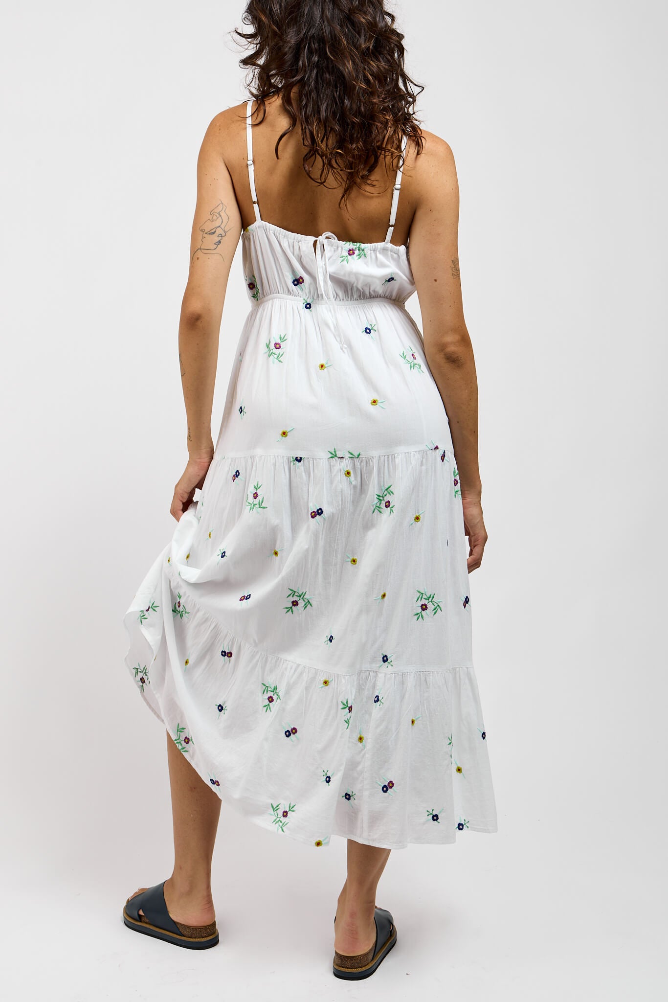 Womens white tiered printed dress