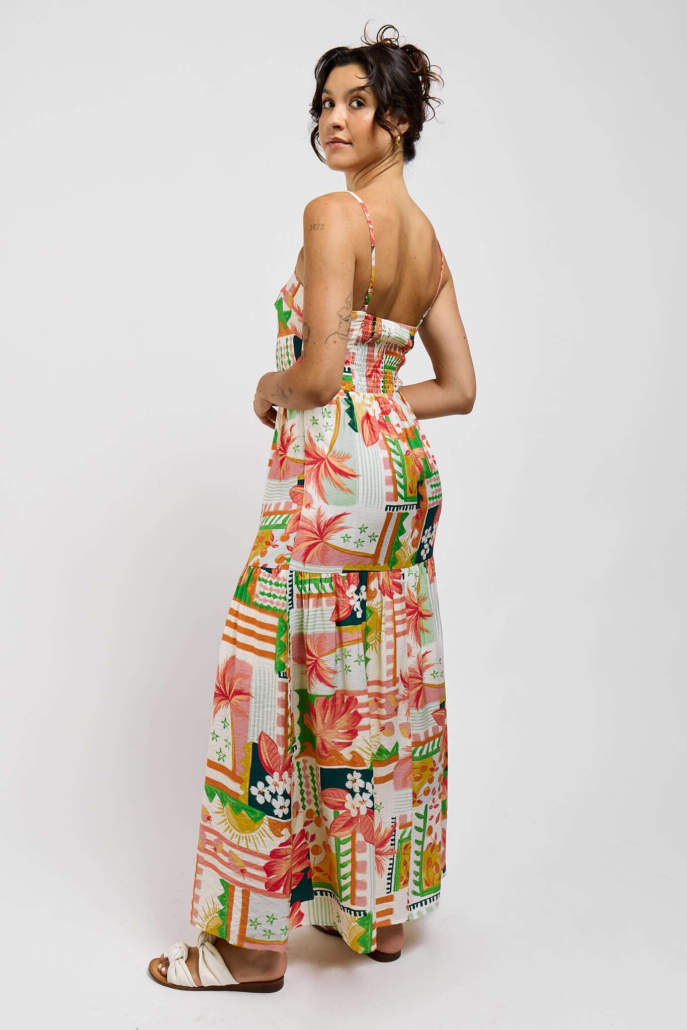 Womens maxi dress with a stretchy back