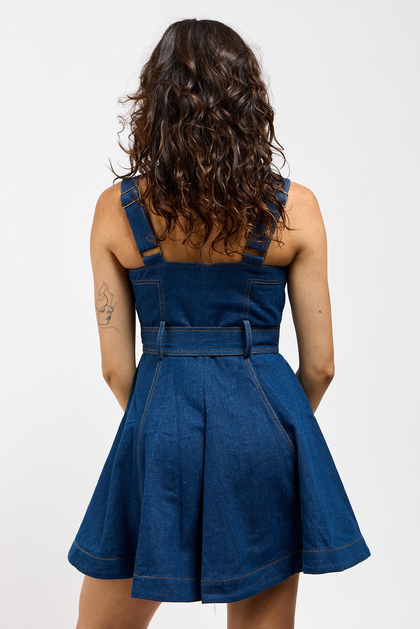 Womens denim mini with adjustable wide straps