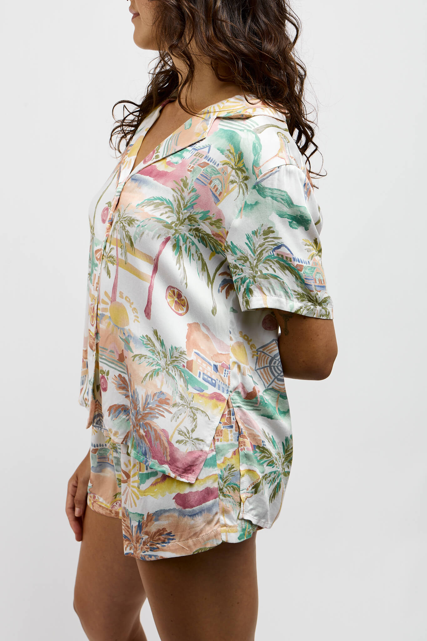 Womens button down top with shorts