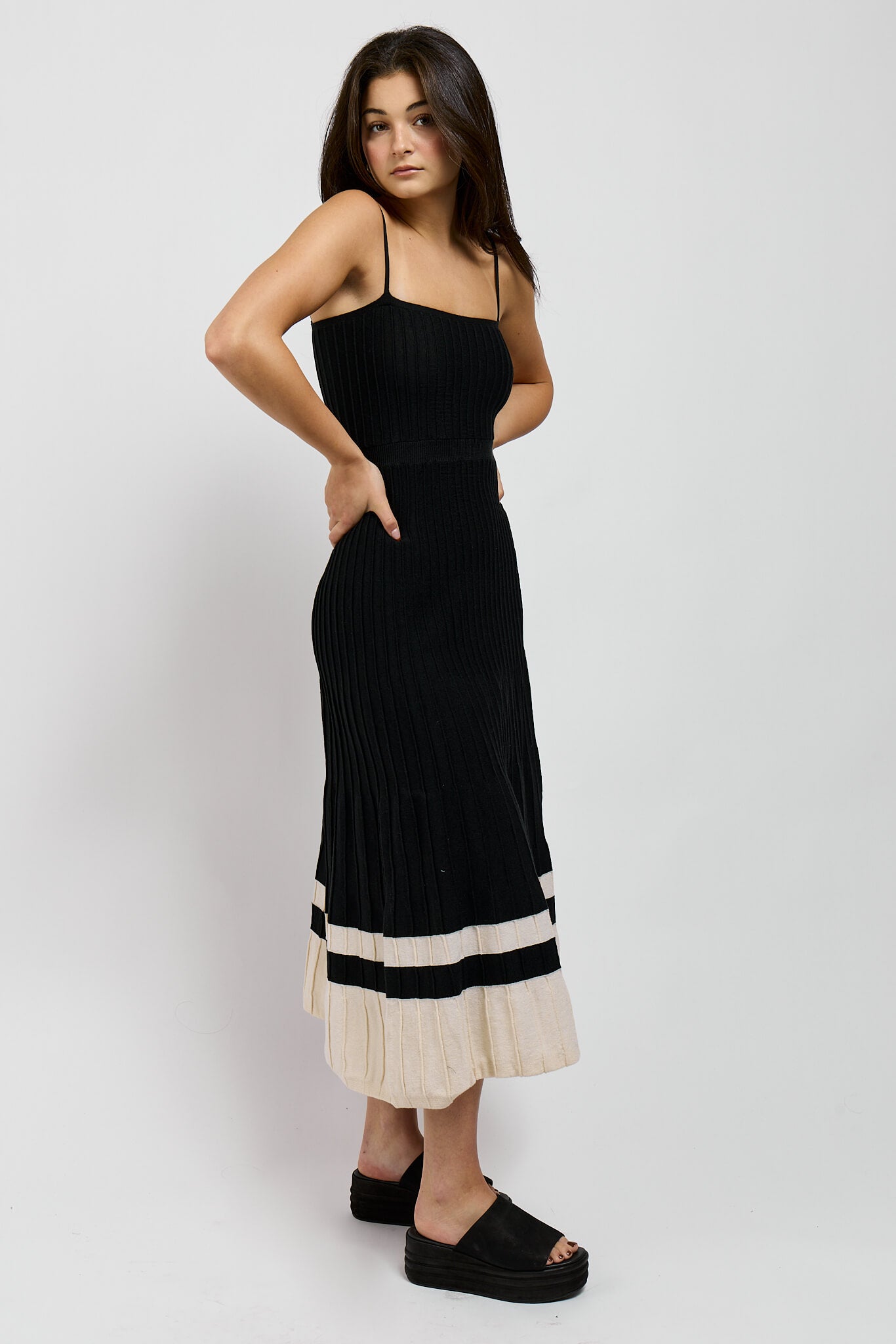 Womens ribbed knit midi dress